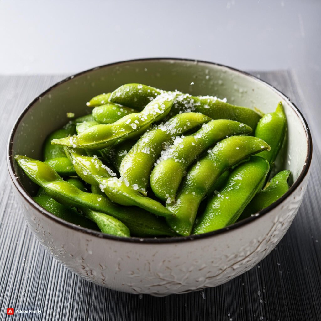 Firefly Bowl filled with steamed edamame pods sprinkled with sea salt 64878